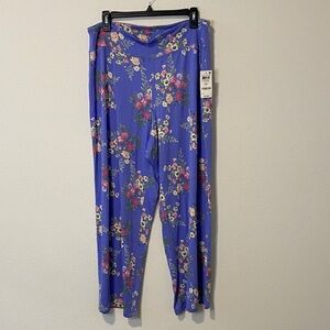 INC International Concepts Floral Wide Leg Knit Pajama Pants Lounge Pants